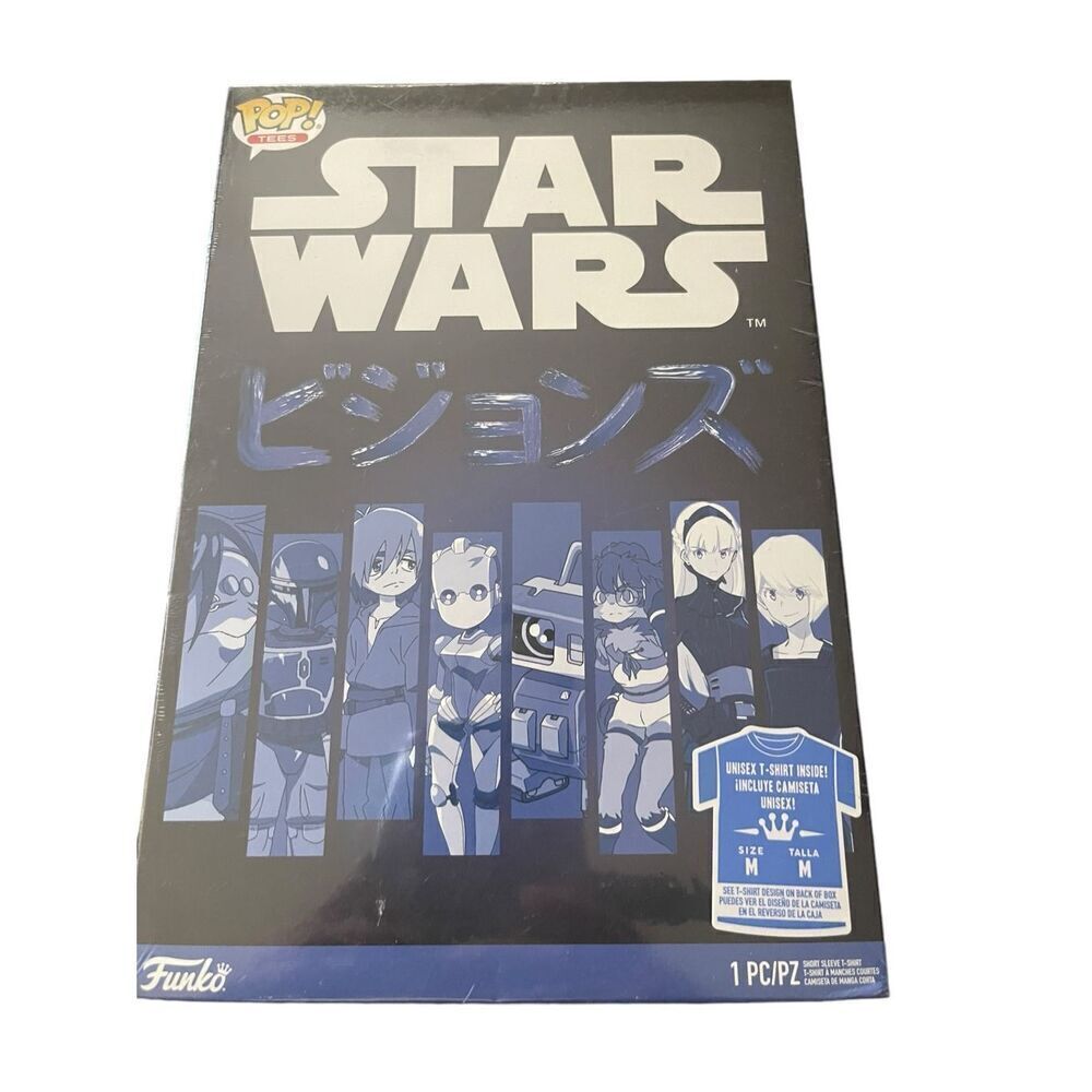 New Funko Pop Mens Black Blue Star Wars Visions Japanese Anime Manga Tee Medium